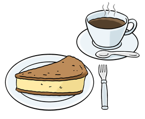 Ein Kuchen und ein Kaffee.